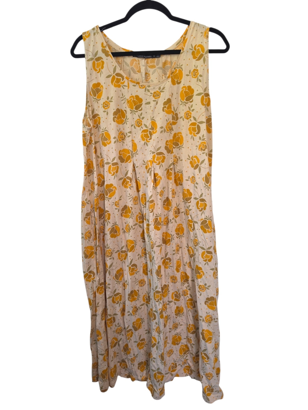 Gudrun Sjoden Sleeveless Yellow Floral Midi Dress Size XL